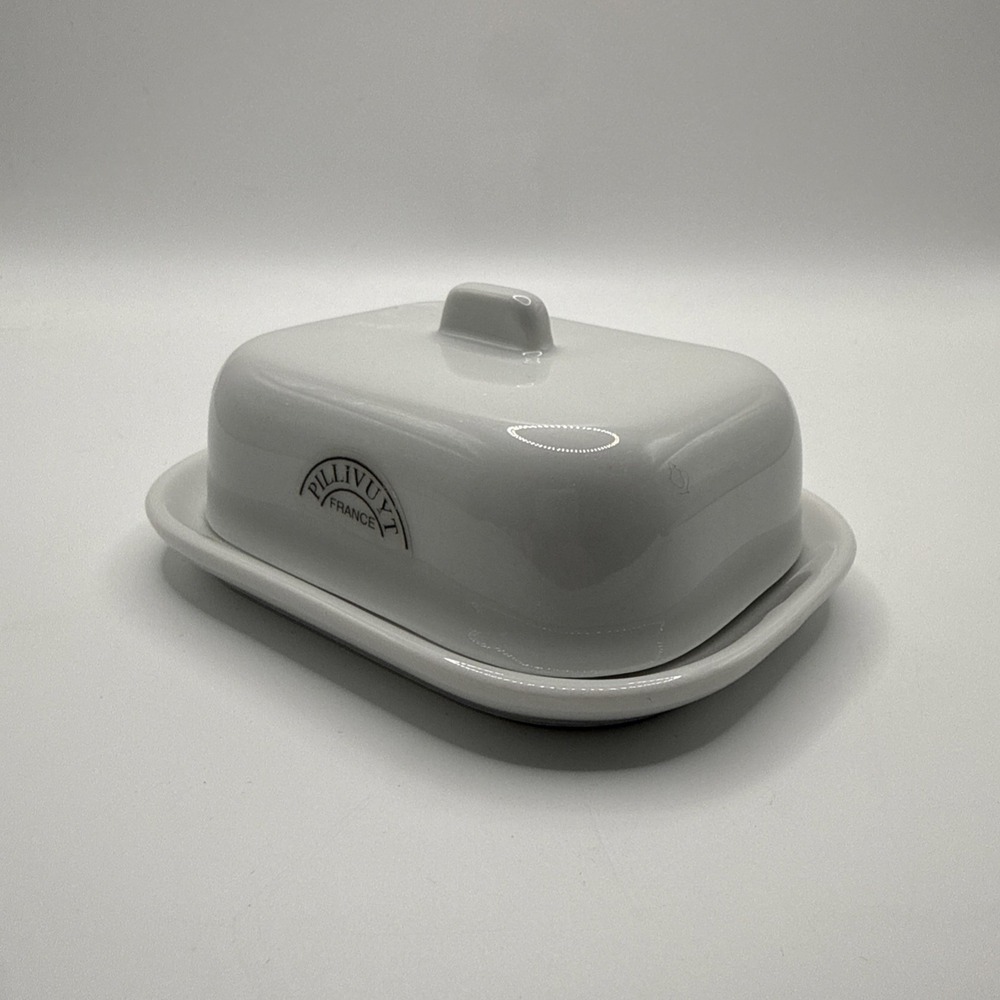Pillivuyt France Mini White Porcelain Covered Butter Dish 074